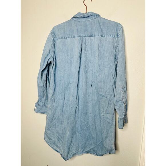 THAKOON Light Blue Wash Denim Button Up Front Mini Oversized Shirt Dress Size 4 - Picture 5 of 8